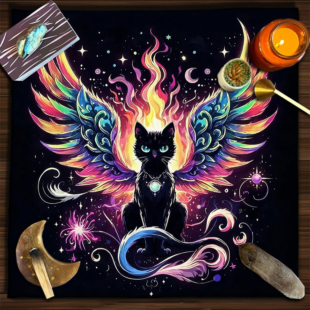 Cat Witch Board Game Flannel Tarot Tablecloth