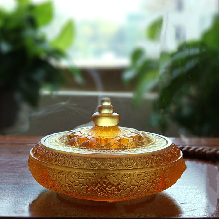 Eight Auspicious Symbols Of Colored Glaze Sculpture Pattern Incense Burner