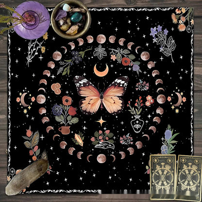 Flower Butterfly Moon Tablecloth Altar Decorative Tablecloth