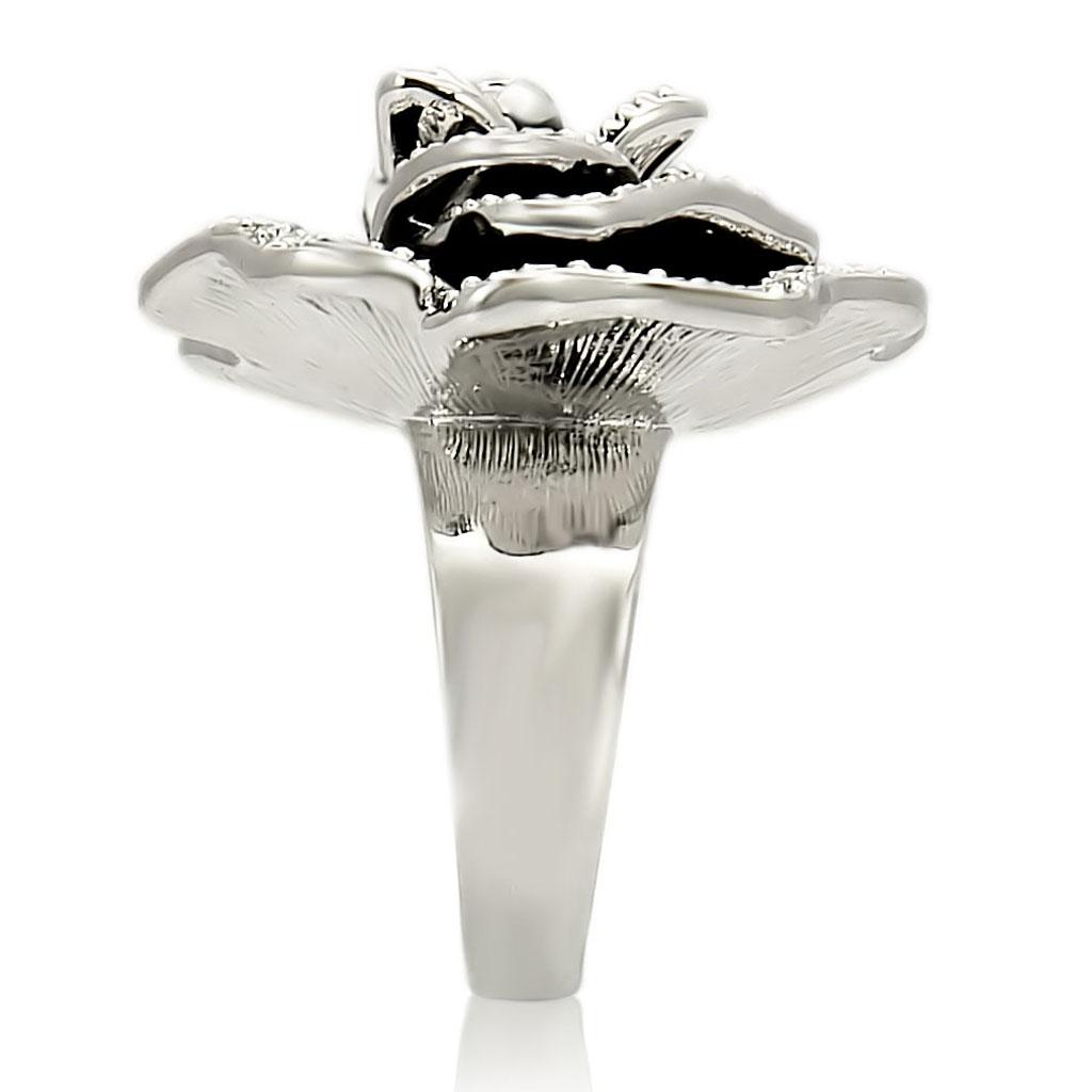 0W252 - Rhodium Brass Ring with Top Grade Crystal  in Clear
