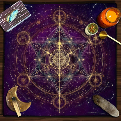 Geometric Tarot Moon Sun Velvet Tablecloth