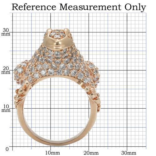 0W283 - Rose Gold Brass Ring with AAA Grade CZ  in Jet