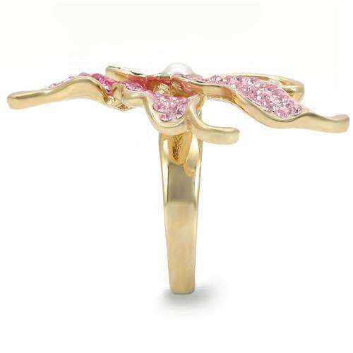 0W289 - Gold Brass Ring with Top Grade Crystal  in Multi Color