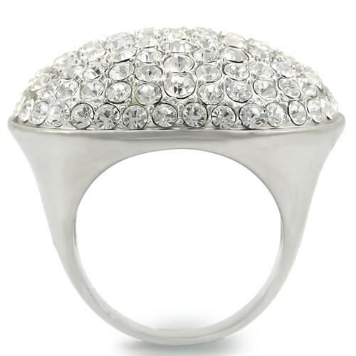 0W348 - Rhodium+Brushed Brass Ring with Top Grade Crystal  in Clear