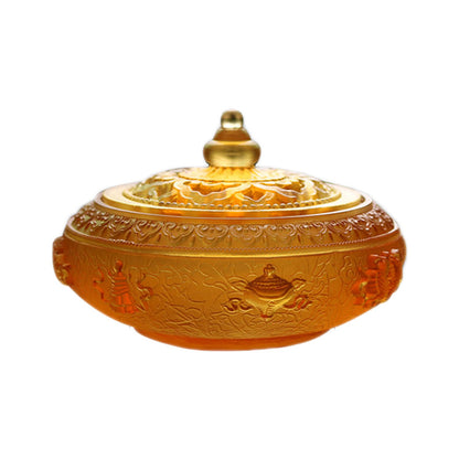 Eight Auspicious Symbols Of Colored Glaze Sculpture Pattern Incense Burner