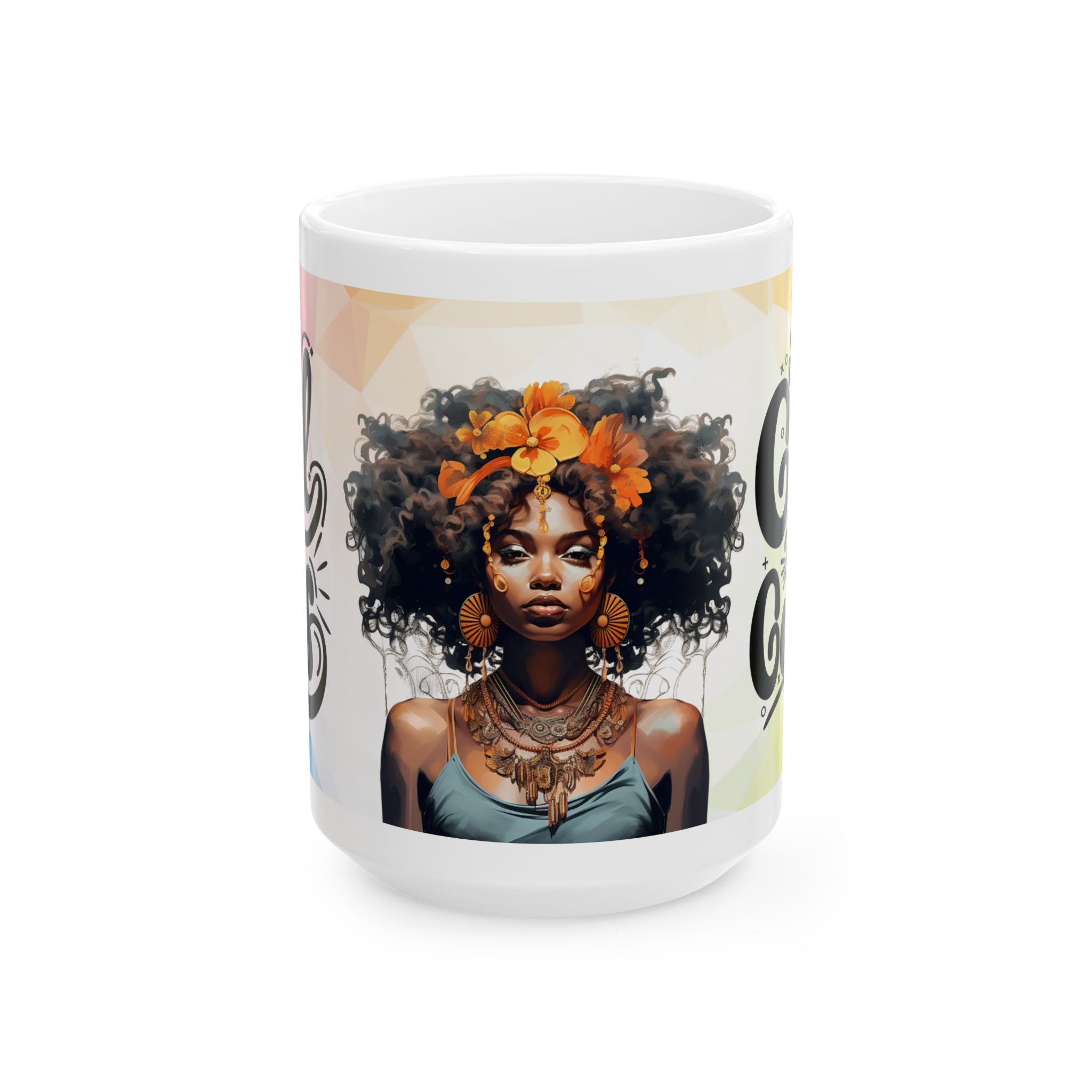 Vibrant Afrocentric Mug, Coffee Cup Gift for Her, Boho Chic Kitchen Decor, Colorful African American Art, Empowering Brew Mug