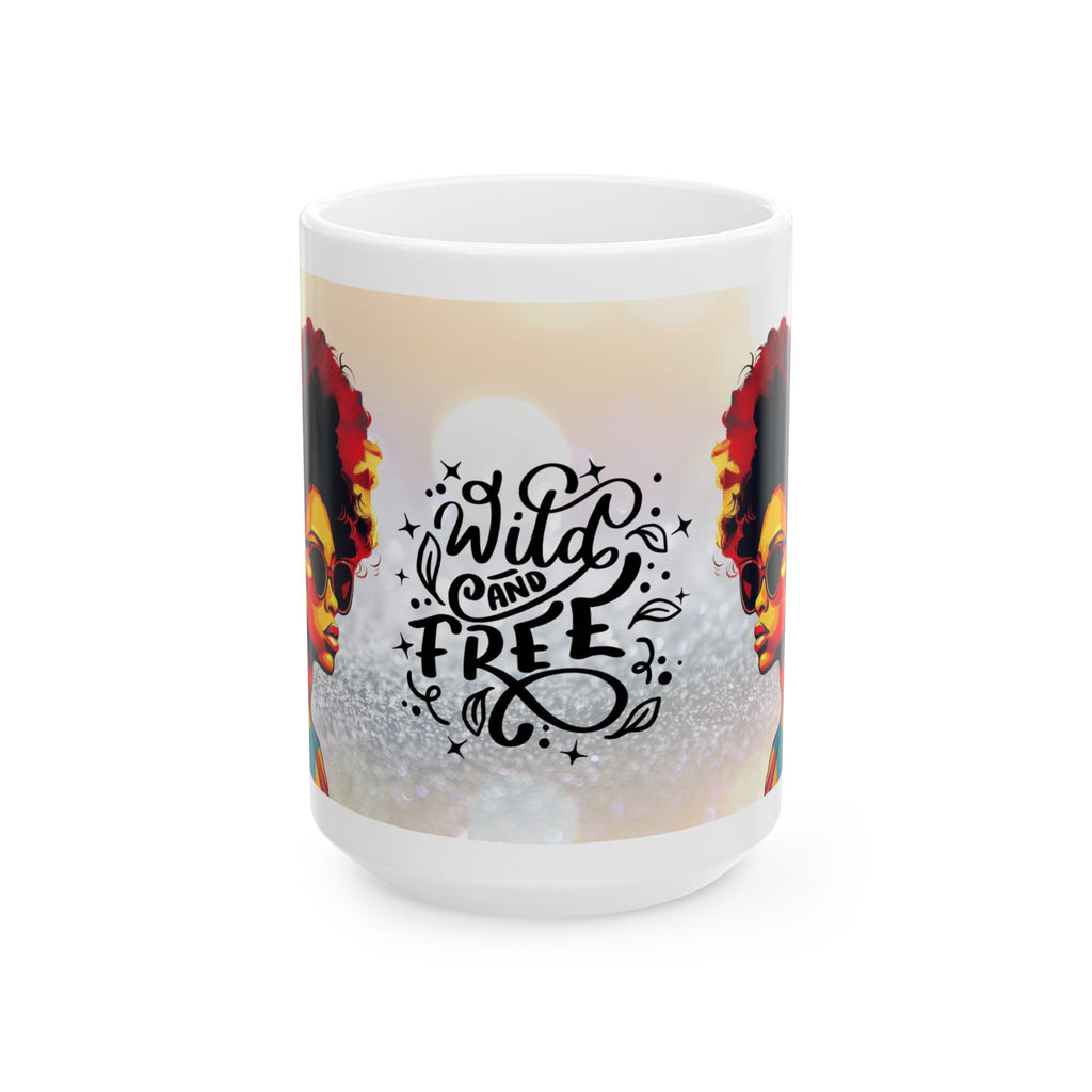 Wild and Free Ceramic Mug - Inspirational Gift, Home Decor, Coffee Lover's Mug, Unique Collectible, Afrocentric Art