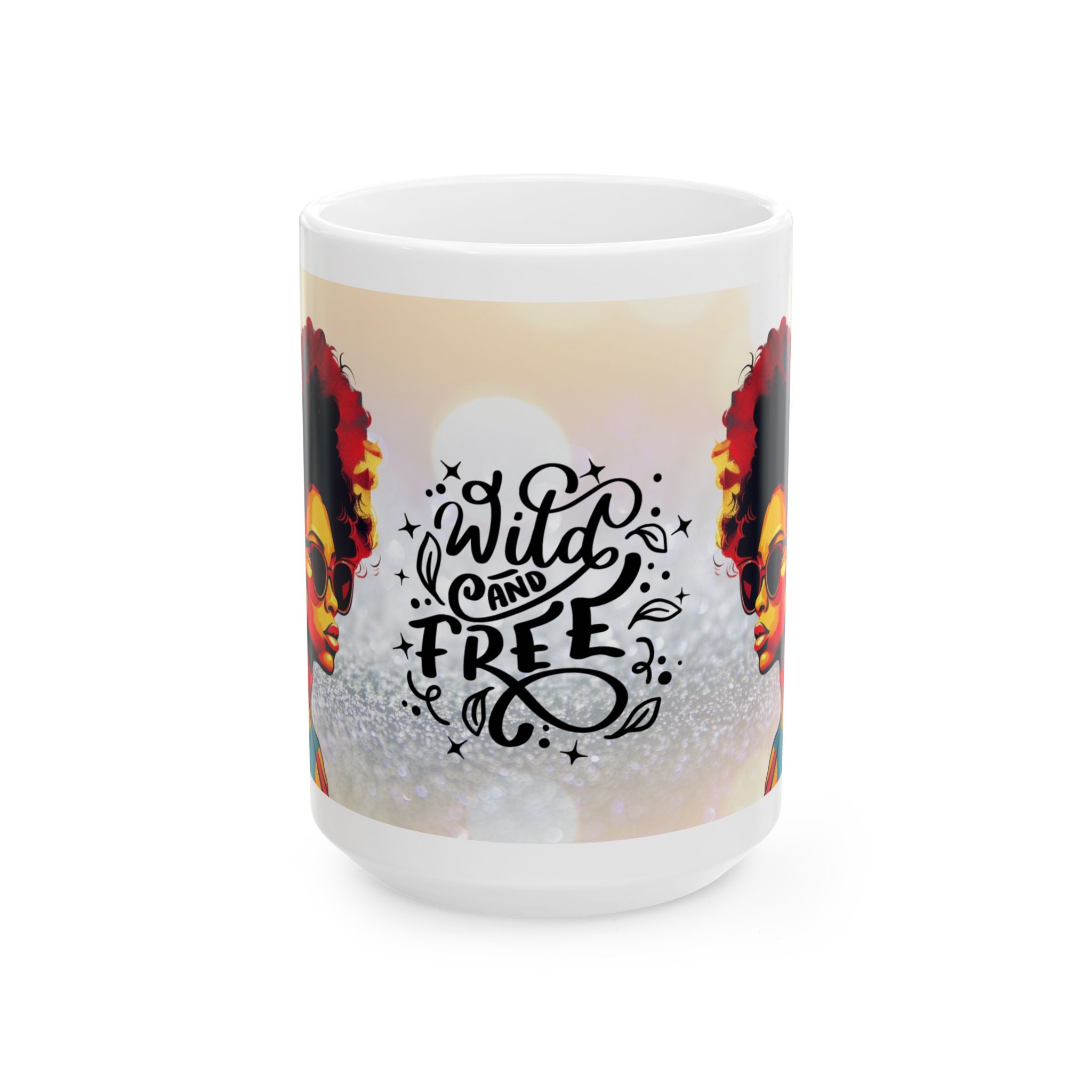Wild and Free Ceramic Mug - Inspirational Gift, Home Decor, Coffee Lover's Mug, Unique Collectible, Afrocentric Art