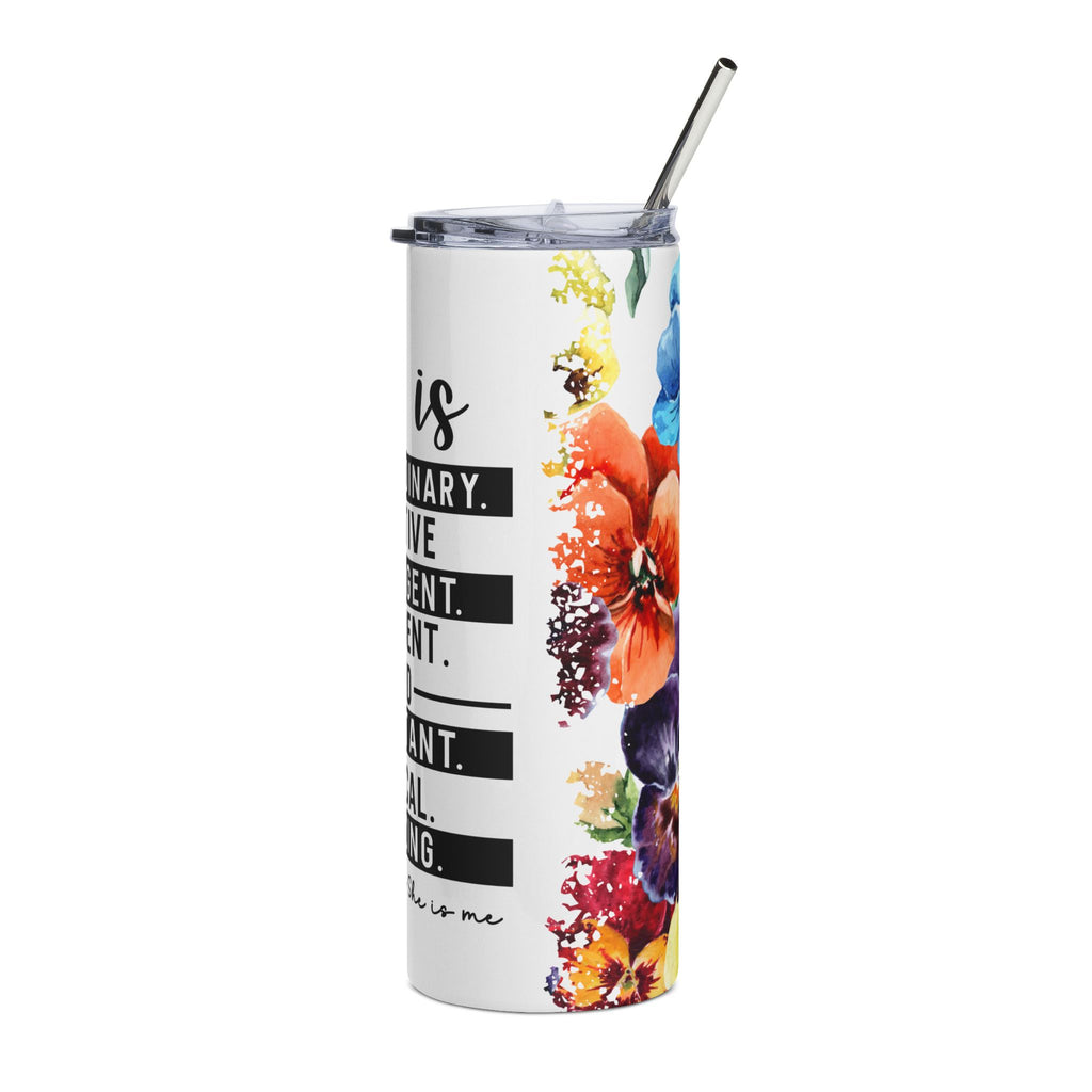 Empowering Floral Stainless Steel Tumbler, 20oz - Inspirational Gift for Her, Motivational Drinkware, Modern Travel Mug, Unique [...]