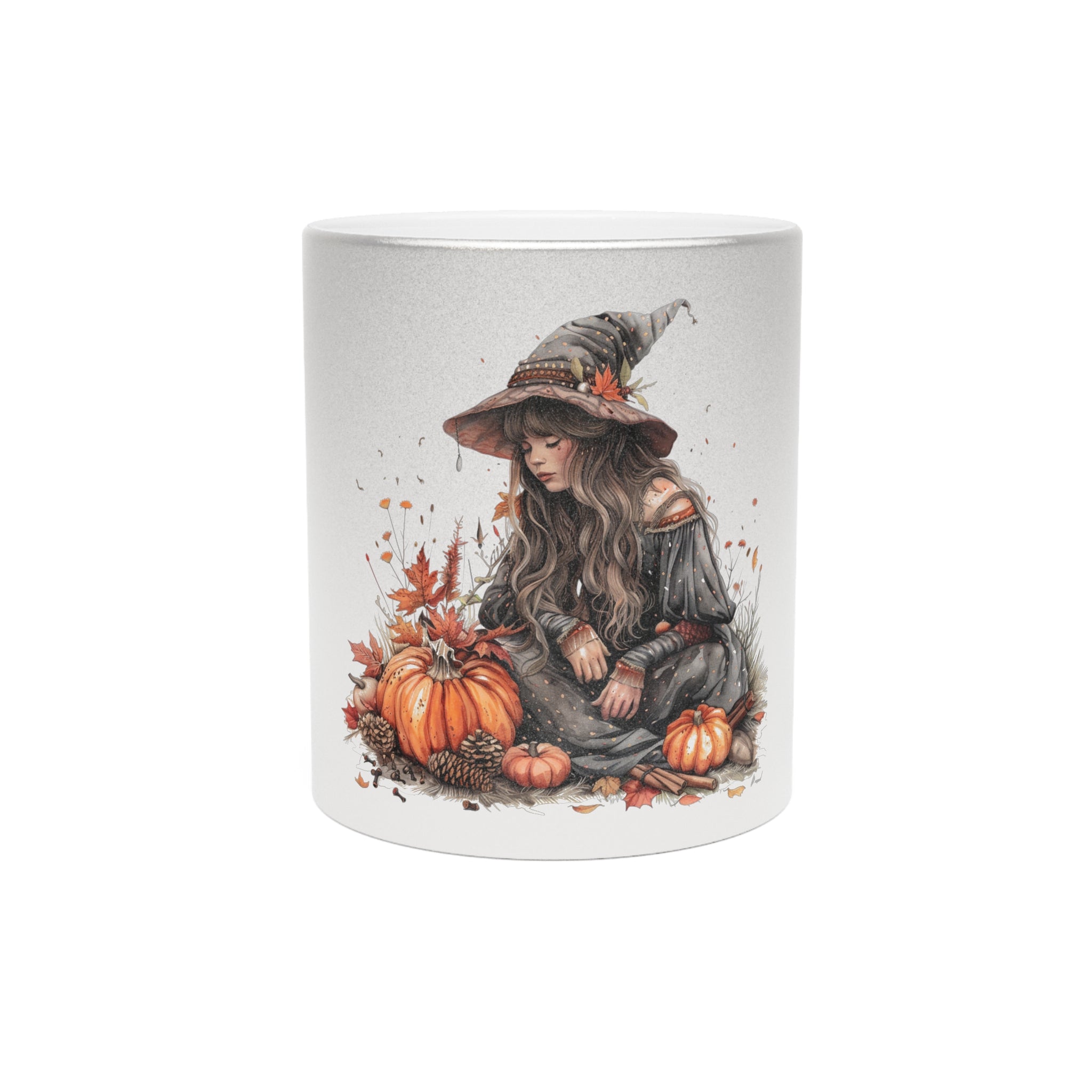 Mystical Autumn Witch Mug - Celebrate Fall, Halloween Decor, Gift for Witches, Cozy Vibes, Unique Metallic Cup