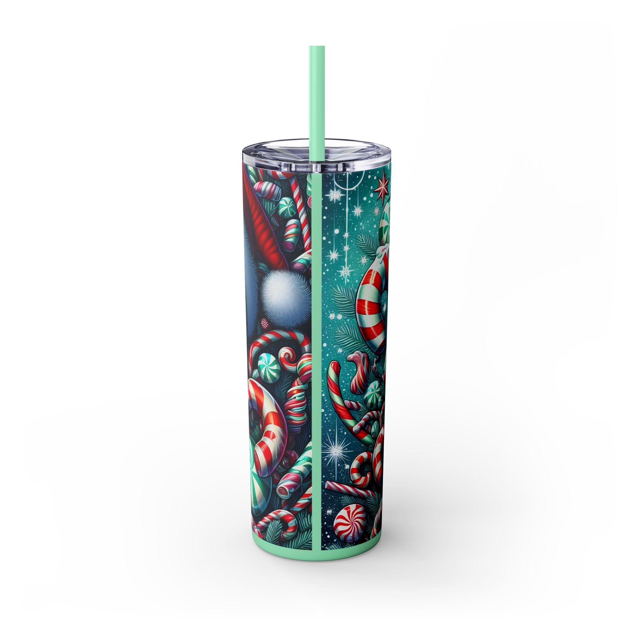Festive Skull Tumbler, Christmas Drinkware, Holiday Gifts for Her, Unique Party Cup, 20oz Skinny Tumbler