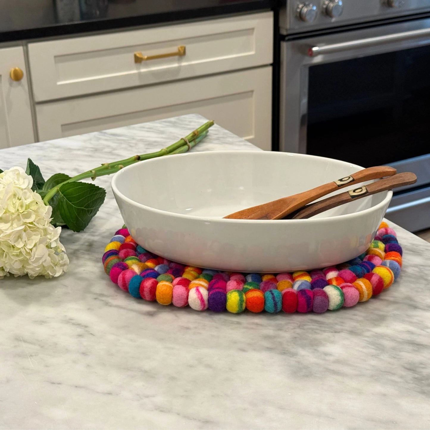 Felt Casserole Trivet, Rainbow Tie Dye