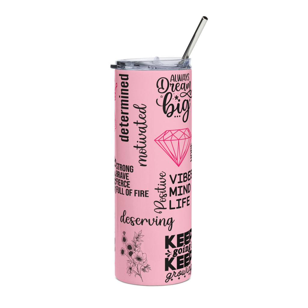 Empowering Pink Stainless Steel Tumbler, 20oz | Inspirational Travel Mug, Motivational Gift, Self-Care Drinkware, Positive Vibes, Cute [...]