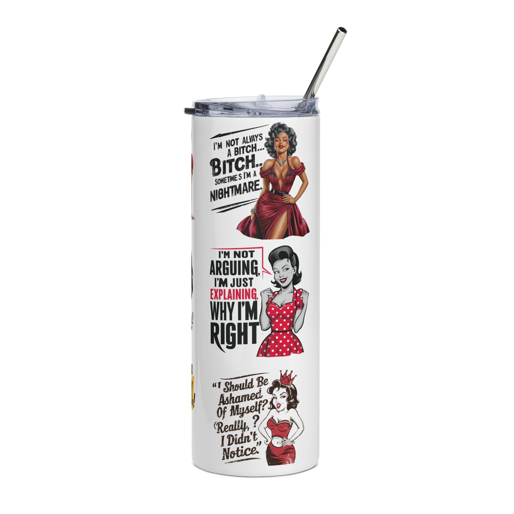 Vintage Quote Stainless Steel Tumbler, 20oz | Funny Travel Mug for Women, Gift for Her, Coffee Tumbler, Motivational Drinkware, Sassy Cup