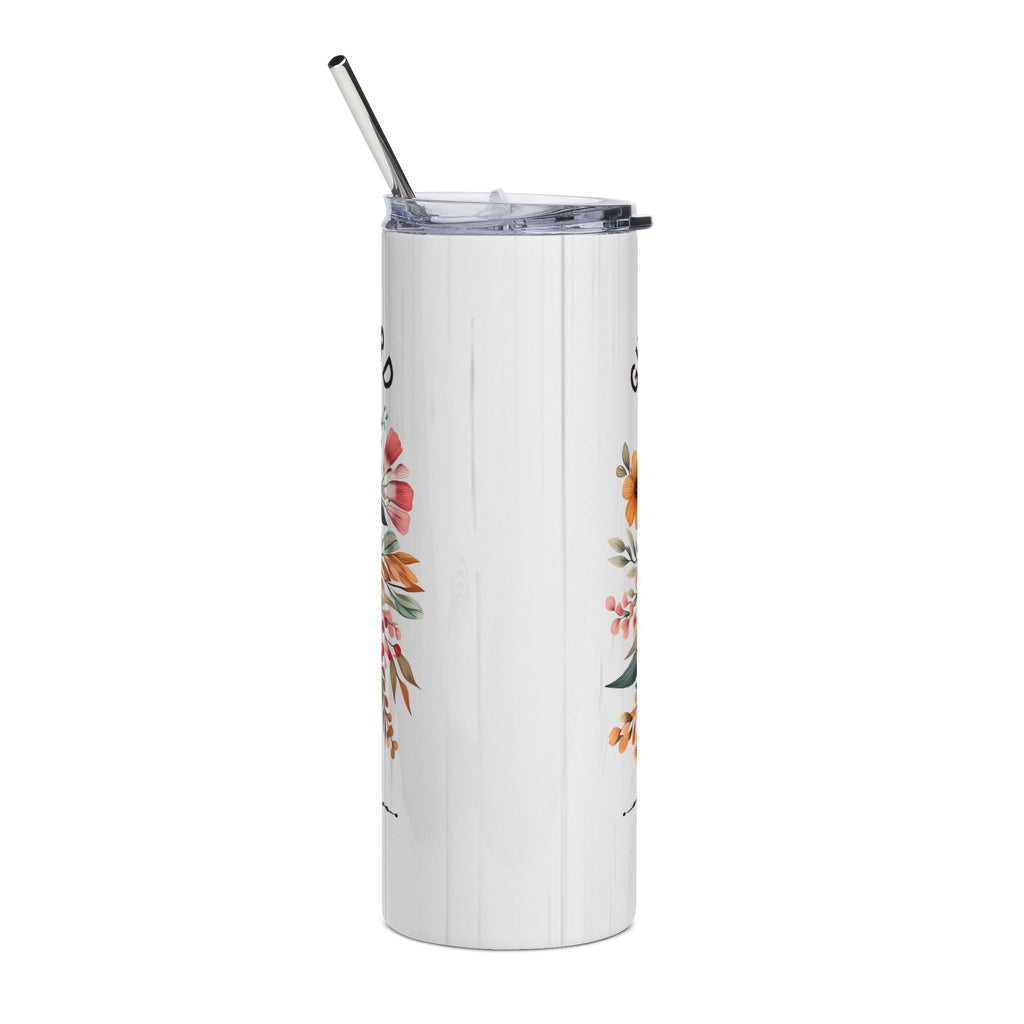 Inspirational Floral Stainless Steel Tumbler, 20oz - Motivational Travel Mug for Gifts, Home Decor, Summer Adventures, and Celebrations