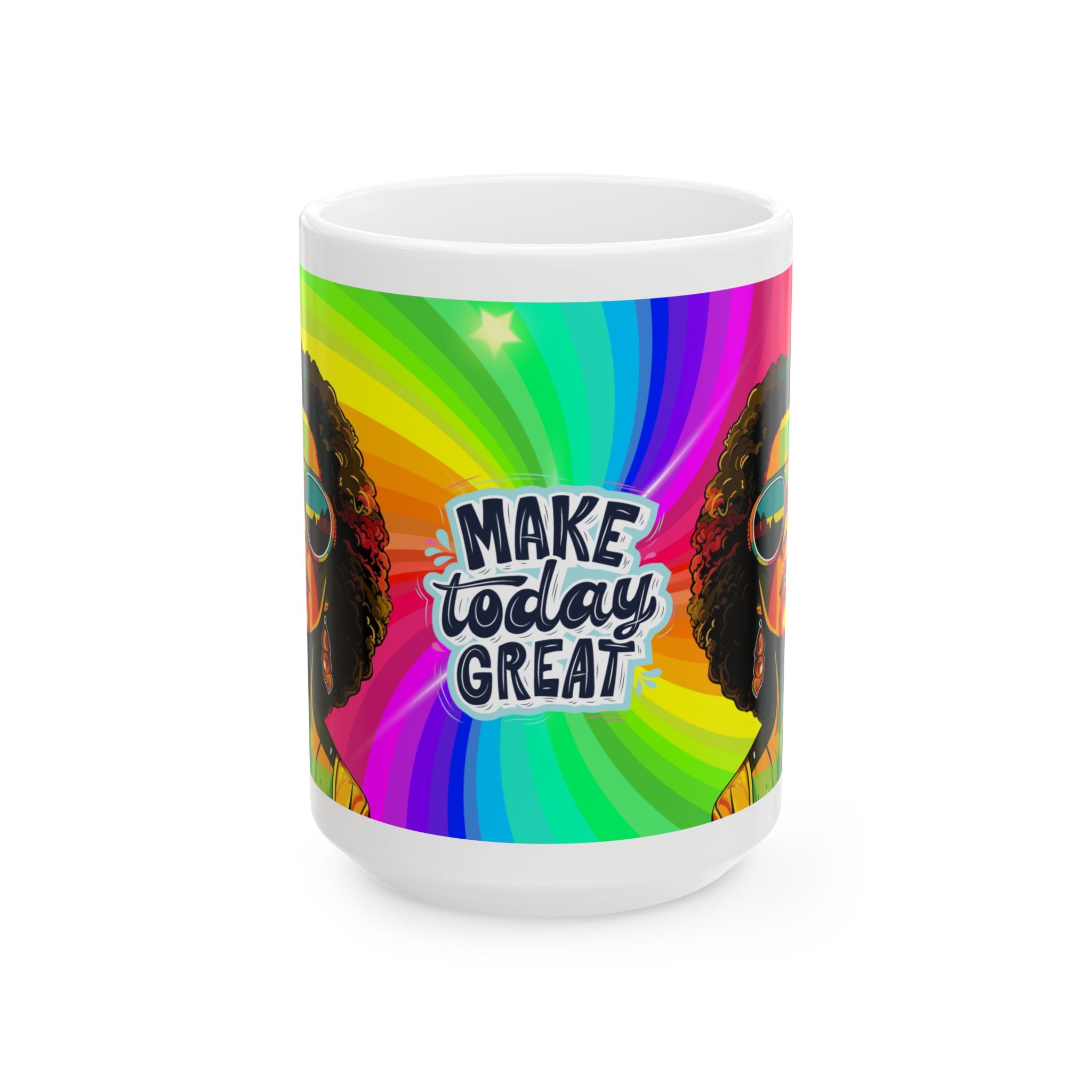 Colorful Inspirational Ceramic Mug - Make Today Great, Gift for Friends, Coffee Lovers, Positive Vibes, Home Decor