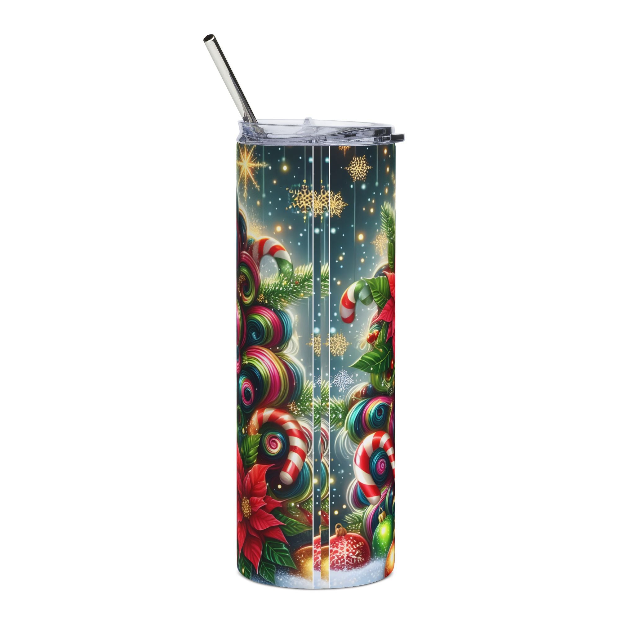Vibrant Holiday Stainless Steel Tumbler - 20oz, Christmas Gift, Travel Mug, Party Favor, Eco-Friendly Drinkware, Colorful Floral Design
