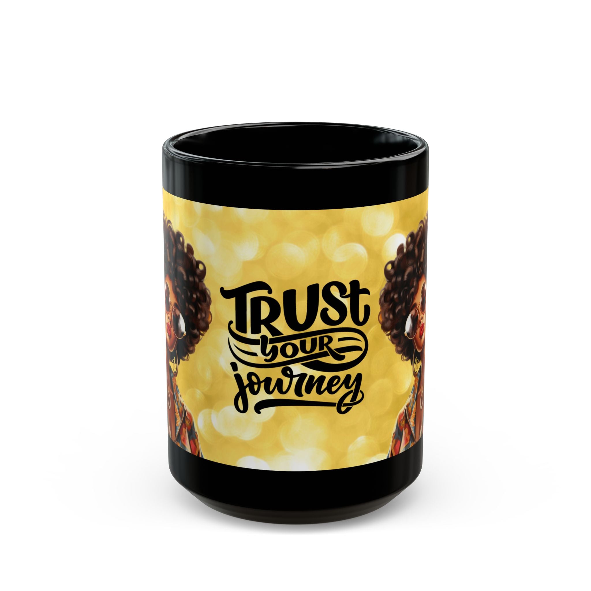 Empowering Black Mug - Trust Your Journey, Inspirational Gift, Coffee Lover, Home Decor, Motivational Quote