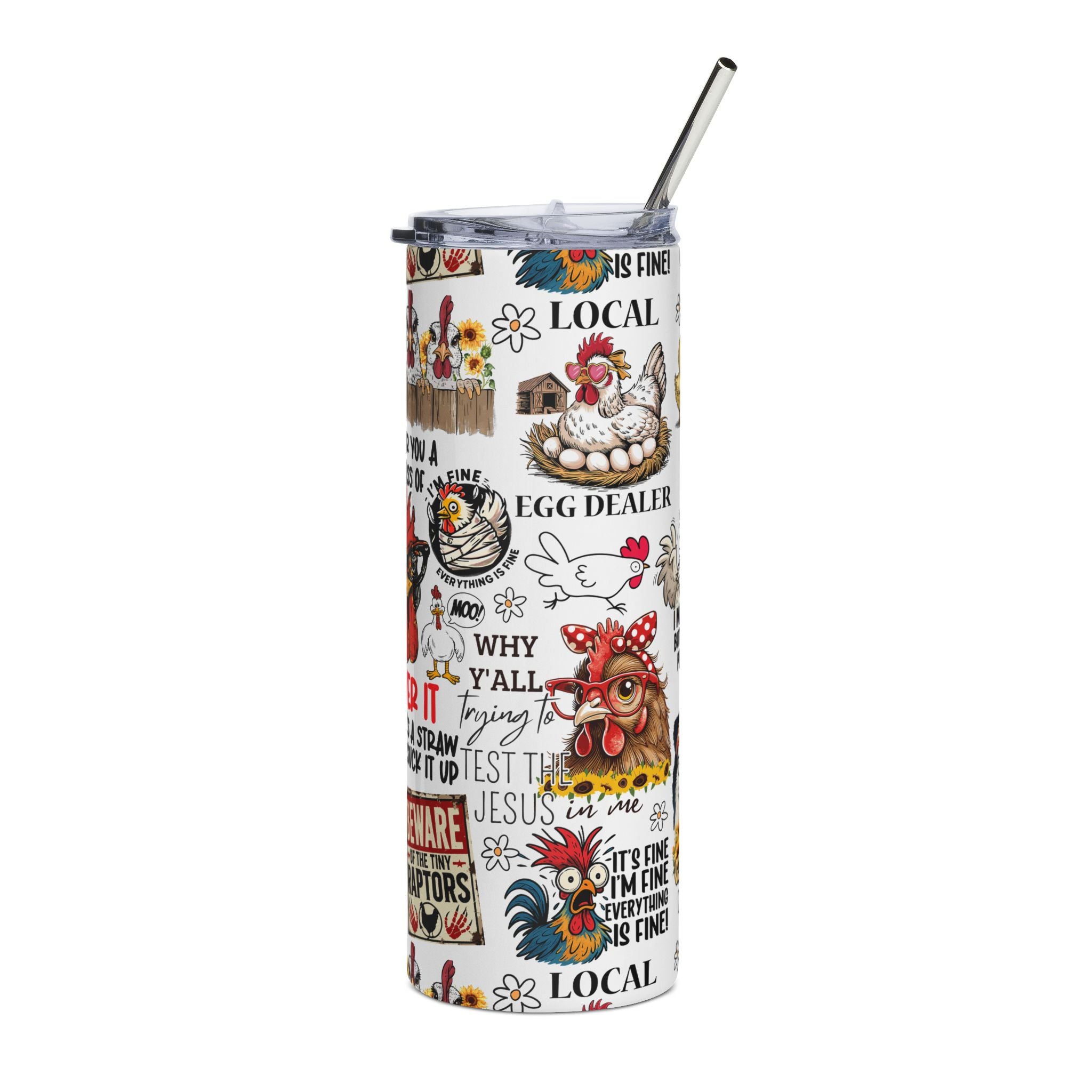 Fun Farmhouse Animal Tumbler - 20oz Travel Mug, Ideal Gift for Chicken Lovers, Quirky Mug for Home or Kitchen, Perfect for Events