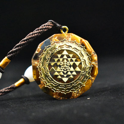 Pendant Orgonite Natural Tiger Eye Stone Seven Chakra Pendant