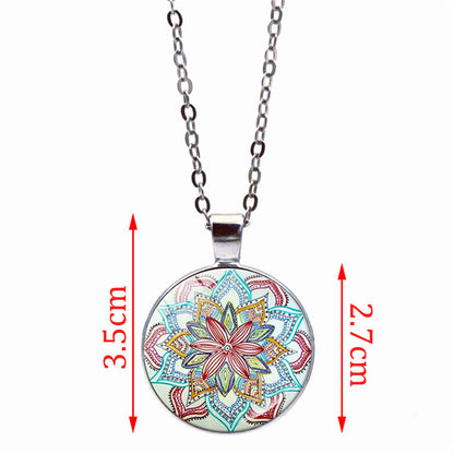 Blue Charm Mandala Necklace Buddhism Chakra Om India
