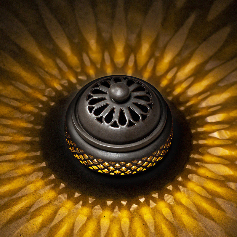 Small Night Light Ceramic Plate Incense Burner Zen Retro Household Aromatherapy Burner