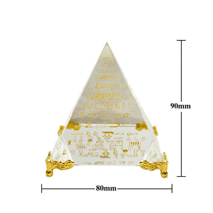 New Hieroglyphs Pyramid Crystal Feng Shui Stone Yoga Energy Healing Crystal Ornament Living Room Decoration