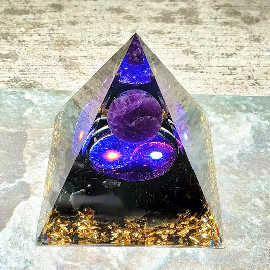 Crystal Ball Chakra Pyramid Ornament Gravel Epoxy