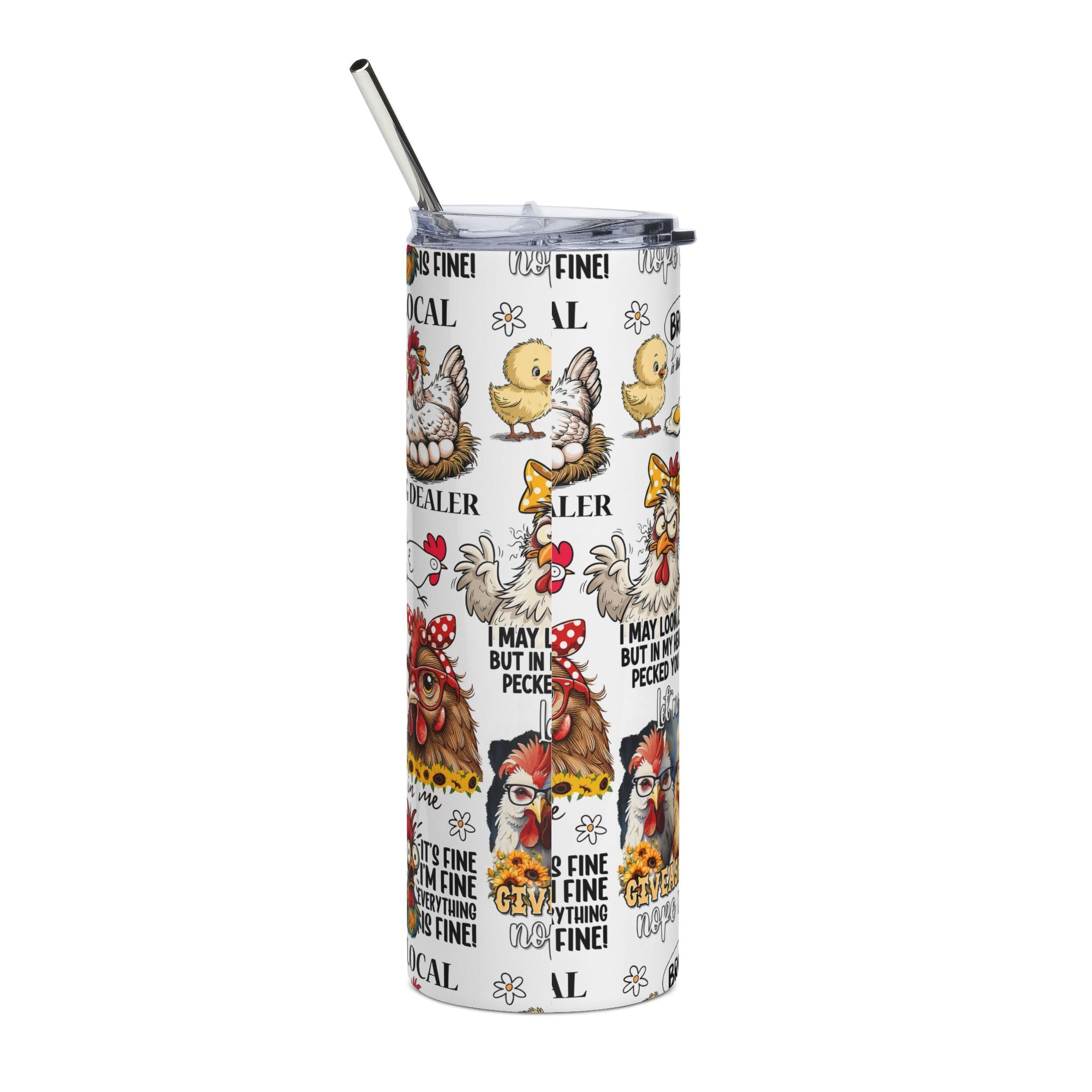 Fun Farmhouse Animal Tumbler - 20oz Travel Mug, Ideal Gift for Chicken Lovers, Quirky Mug for Home or Kitchen, Perfect for Events