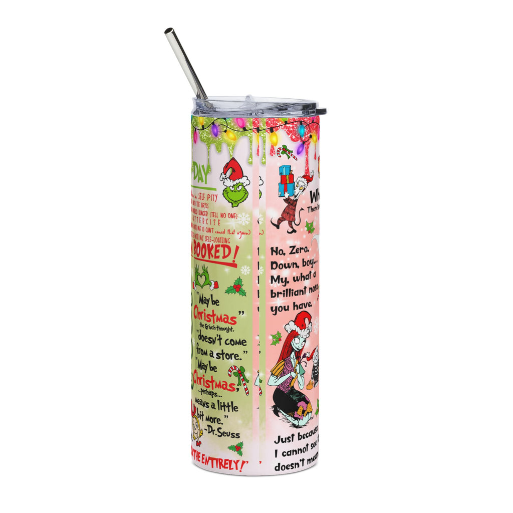 Holiday Themed Stainless Steel Tumbler, 20oz - Grinch Nightmare Before Christmas Design, Christmas Gift, Reusable Drinkware, [...]