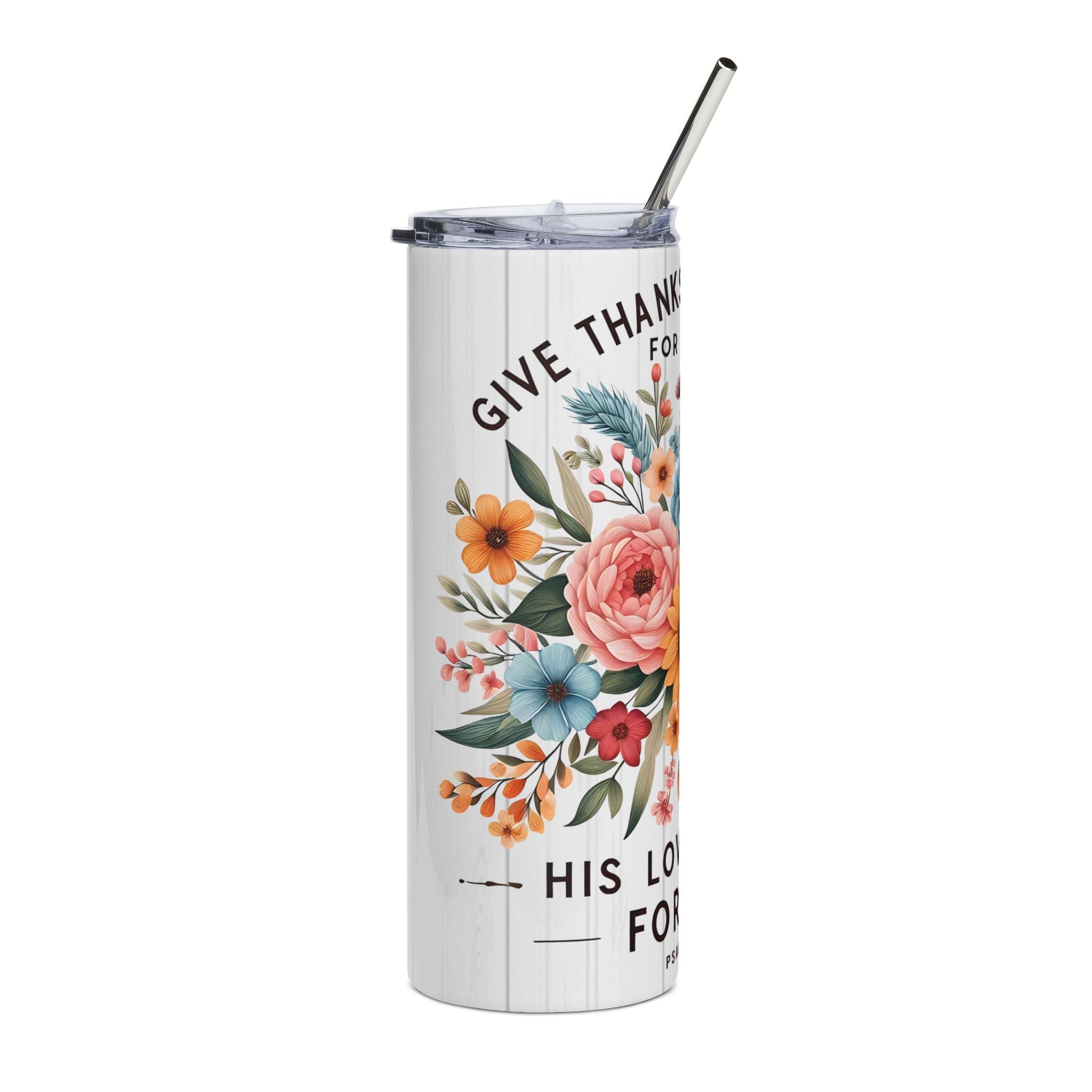 Inspirational Floral Stainless Steel Tumbler, 20oz - Motivational Travel Mug for Gifts, Home Decor, Summer Adventures, and Celebrations