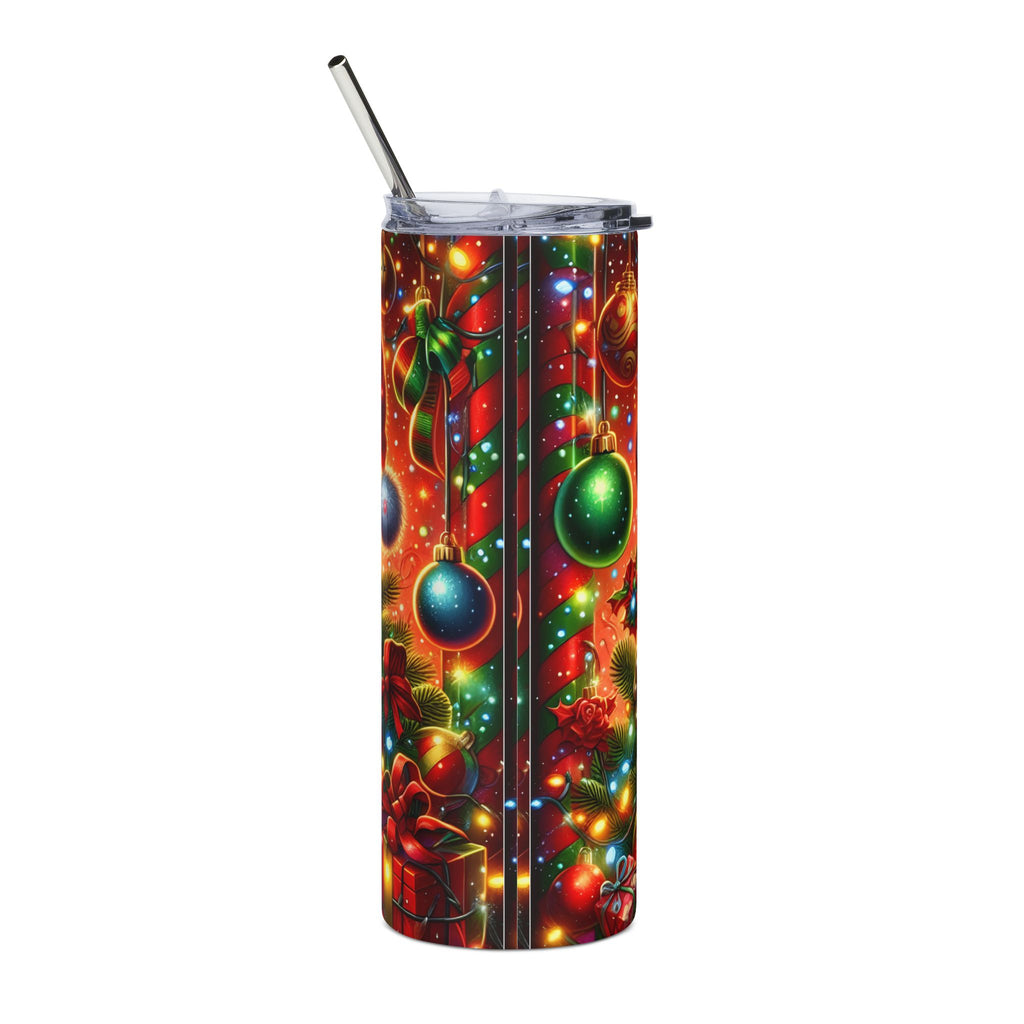 Festive Skull Tumbler - 20oz Stainless Steel Holiday Drinkware, Christmas Gift, Halloween Mug, Fun Party Cup, Unique Holiday Decor