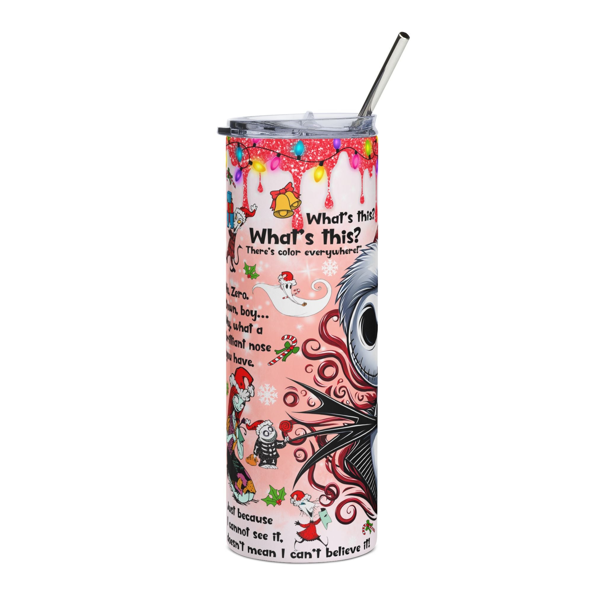 Holiday Themed Stainless Steel Tumbler, 20oz - Grinch Nightmare Before Christmas Design, Christmas Gift, Reusable Drinkware, [...]