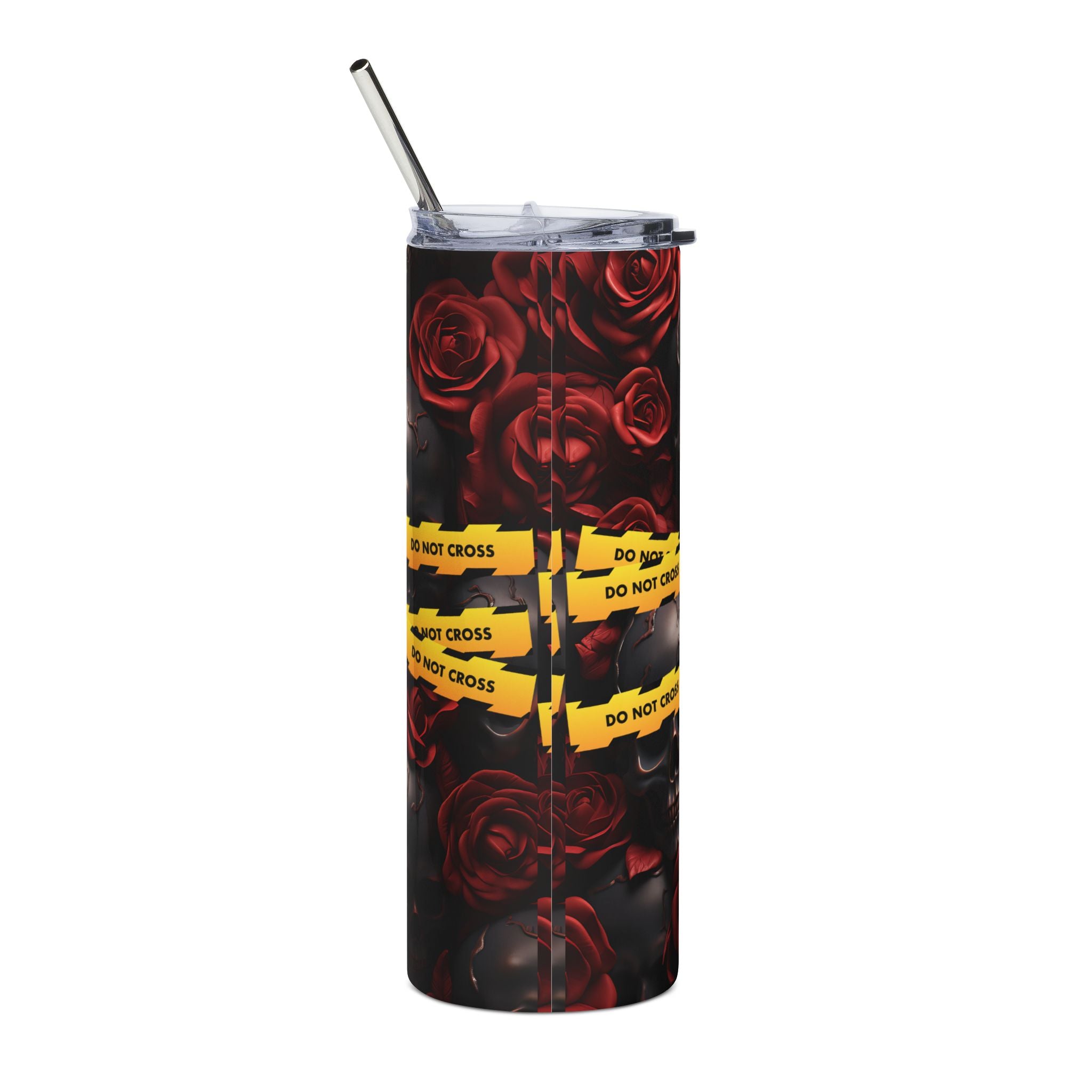 Gothic Stainless Steel Tumbler - Perfect for Halloween Parties, Gift for Horror Fans, Insulated Travel Mug, Skulls & Roses Design