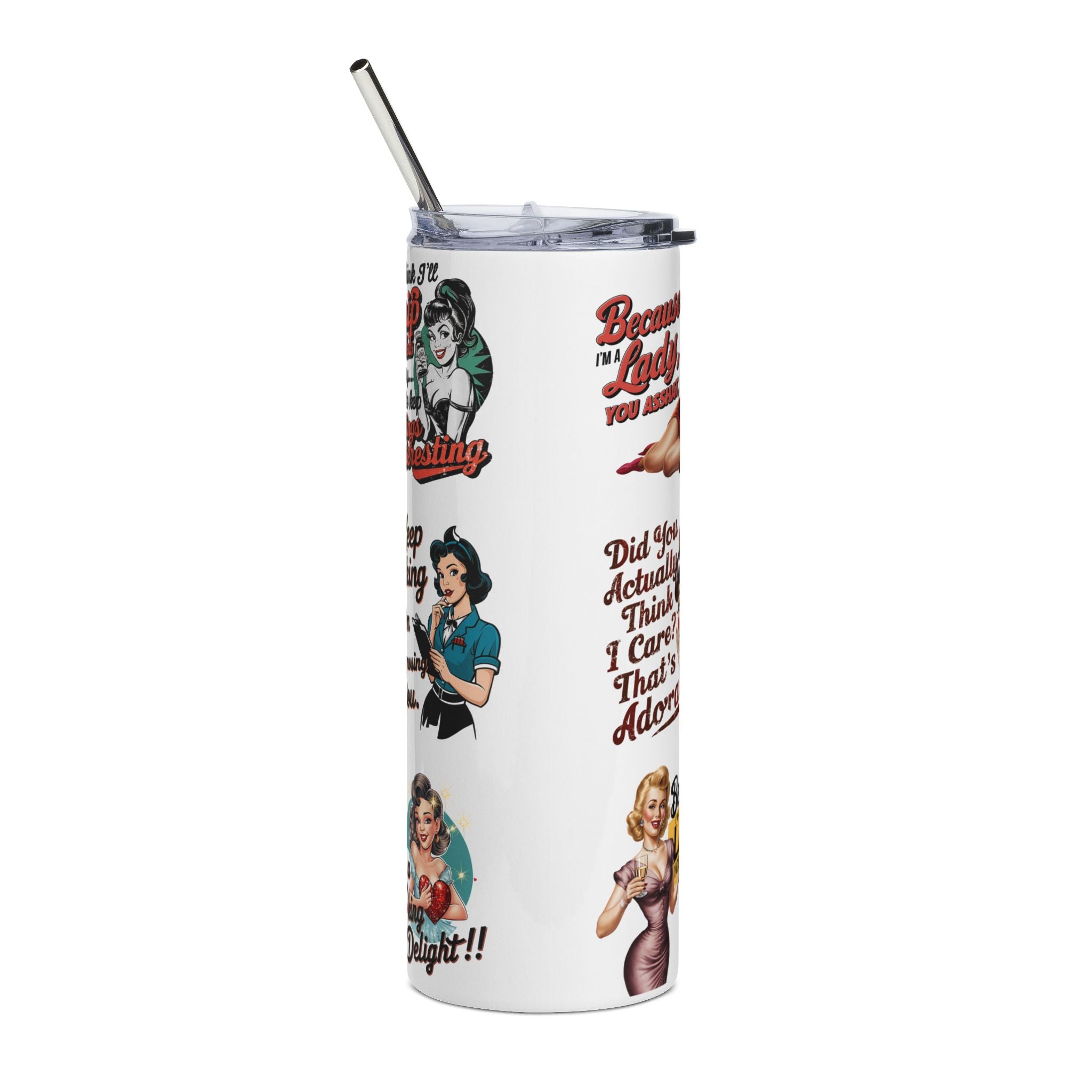 Vintage Quote Stainless Steel Tumbler, 20oz | Funny Travel Mug for Women, Gift for Her, Coffee Tumbler, Motivational Drinkware, Sassy Cup