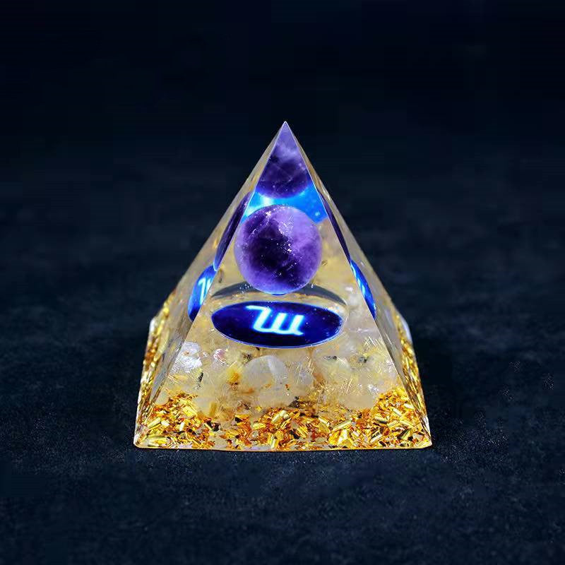 Twelve Constellation Chakra Pyramid Crystal Gravel Bedroom Ornament