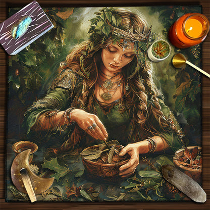 Cat Witch Board Game Flannel Tarot Tablecloth