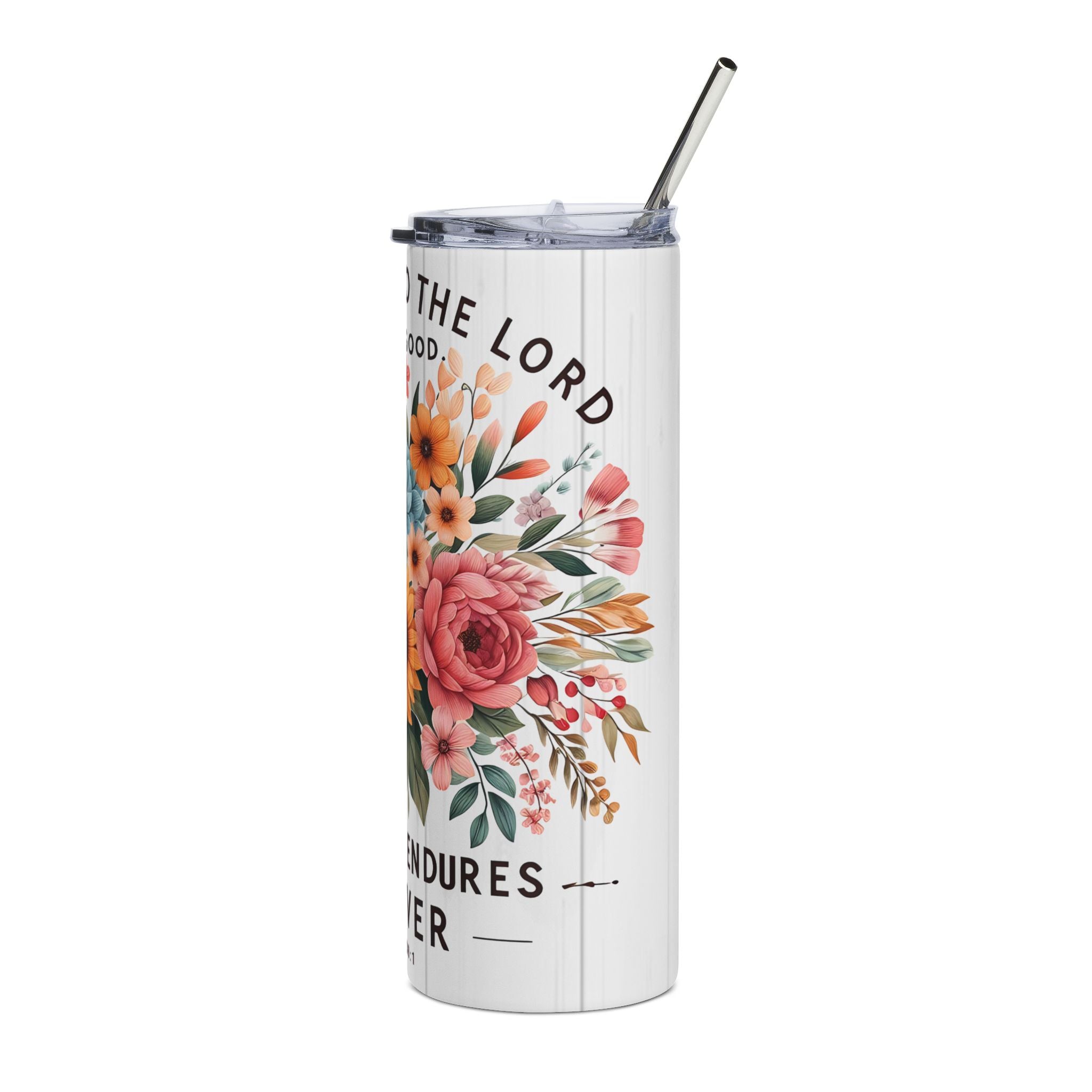 Inspirational Floral Stainless Steel Tumbler, 20oz - Motivational Travel Mug for Gifts, Home Decor, Summer Adventures, and Celebrations