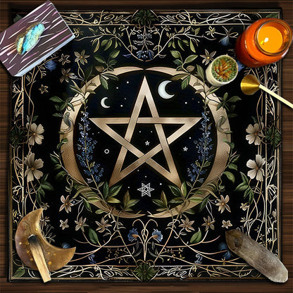 Geometric Tarot Moon Sun Velvet Tablecloth