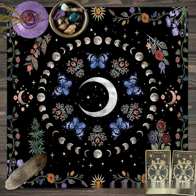Flower Butterfly Moon Tablecloth Altar Decorative Tablecloth