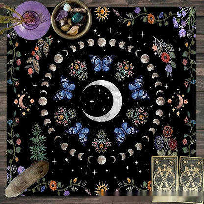 Flower Butterfly Moon Tablecloth Altar Decorative Tablecloth
