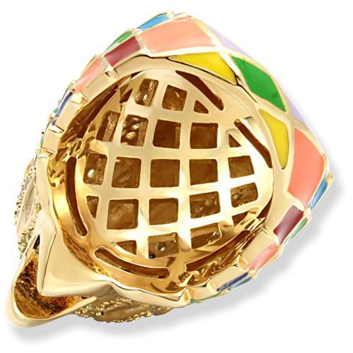 1W087 - Gold Brass Ring with AAA Grade CZ  in Multi Color