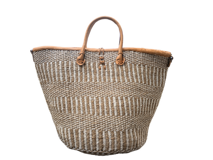 Earth Stripes Handmade Sisal Market Tote Bag