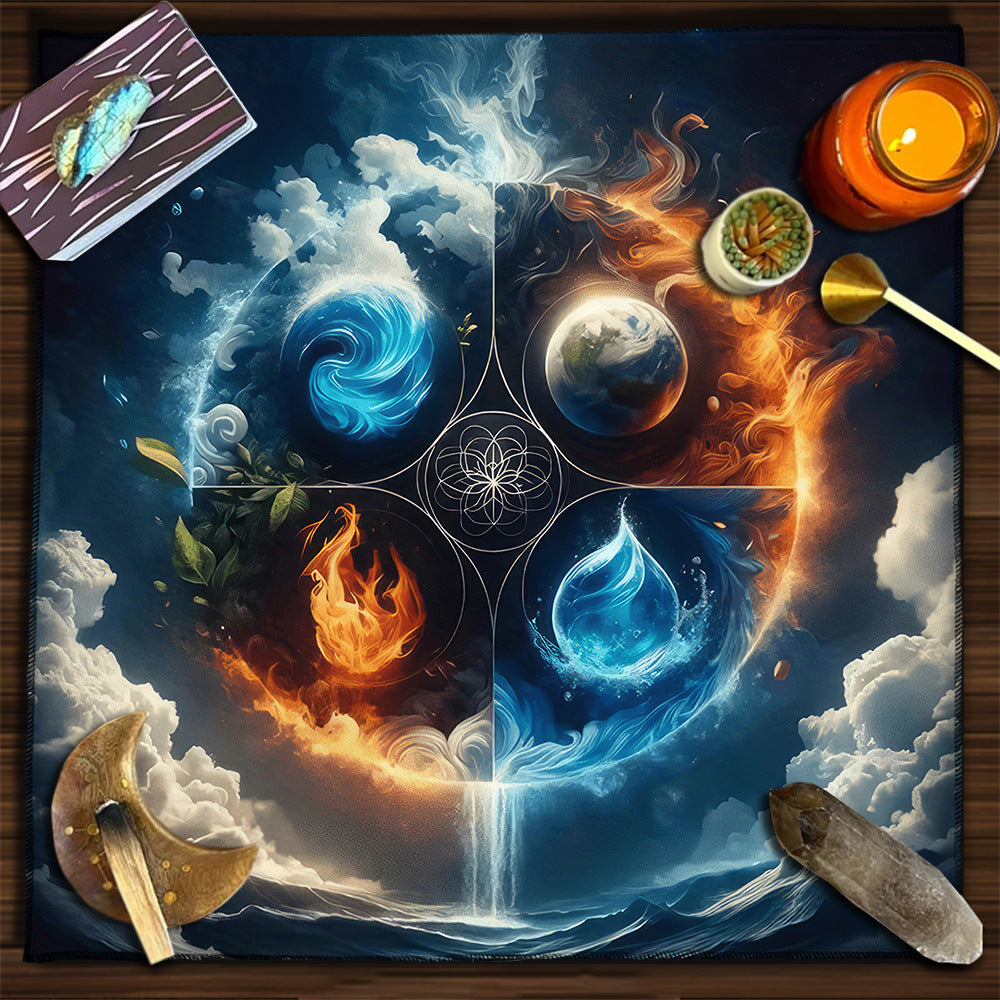 Geometric Tarot Moon Sun Velvet Tablecloth