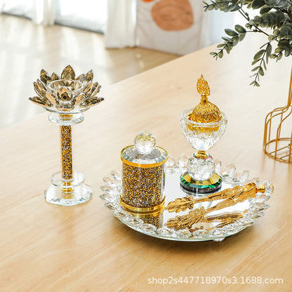 Exclusive For Cross-border Light Diamond Lotus Incense Burner Suit Arabic Incense Burner Round Incense Burner Four-piece Set
