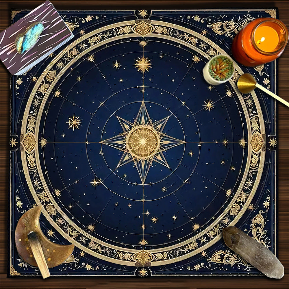 Geometric Tarot Moon Sun Velvet Tablecloth