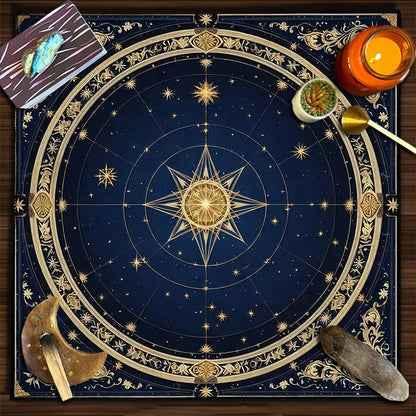 Geometric Tarot Moon Sun Velvet Tablecloth