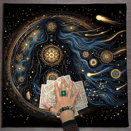 Geometric Tarot Moon Sun Velvet Tablecloth