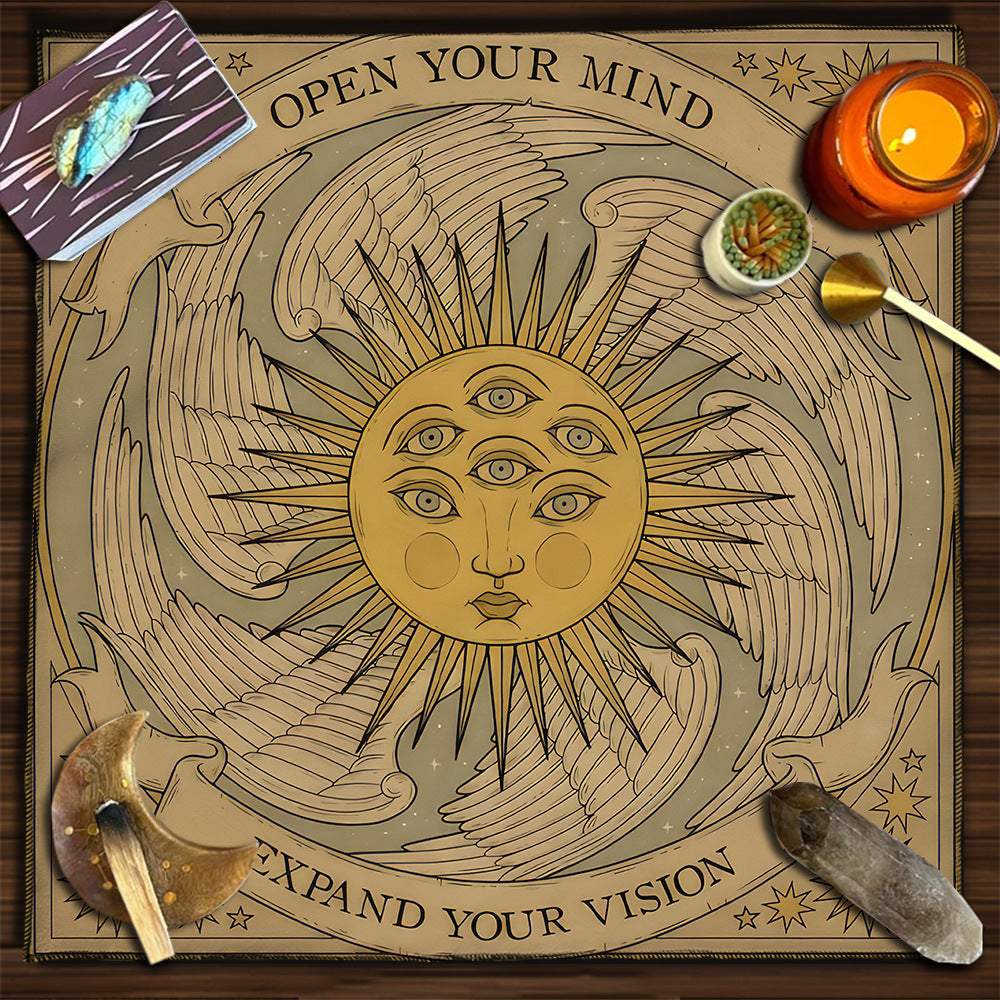 Cat Witch Board Game Flannel Tarot Tablecloth