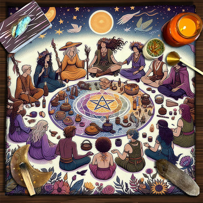 Cat Witch Board Game Flannel Tarot Tablecloth